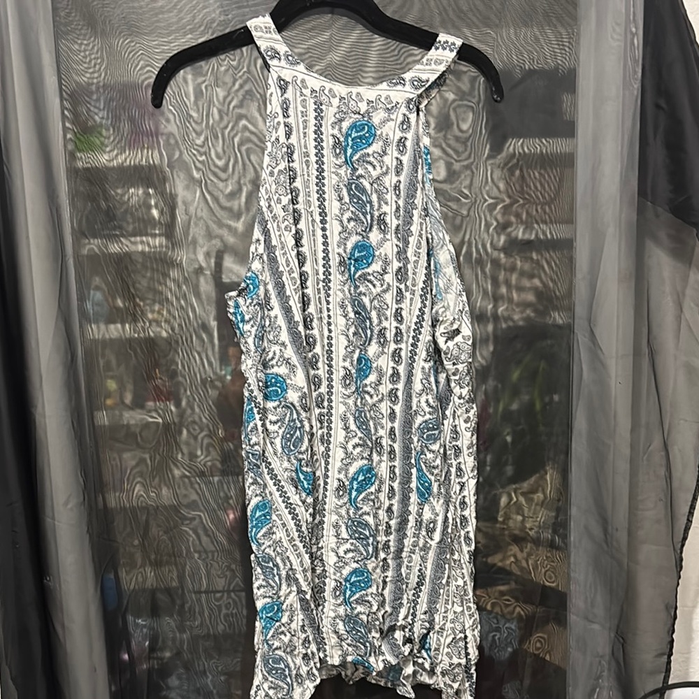 Blue and White Halter Mini Sundress